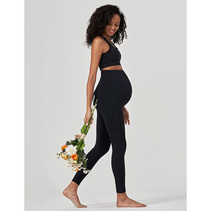 High Quality Women's Maternity <b>Workout</b> <b>Leggings</b> Over the Belly Pregnancy Active Wear Soft Yoga Pants <b>with</b> <b>Pockets</b> OEM - Product Image 5