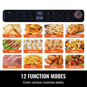 Forno a Convezione da 1700W in Acciaio Inossidabile 25L con Funzione Friggitrice ad Aria, Griglia e Piastra per Pizza, Combinato da Appoggio, Spina USA, Lingua Francese - Product Image 2