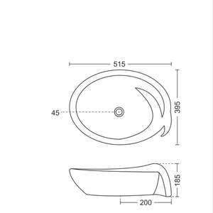 Floating wall hung ceramic sink glossy white rectangular 515x395x185mm bathroom basin semi pedestal - Product Image 4