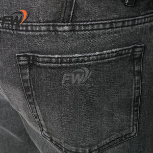 กางเกงยีนส์เดนิมคุณภาพสูงสำหรับผู้ชาย แบบขายส่ง OEM ปรับแต่งได้ แฟชั่นสไตล์ขาดๆ ทรงตรงแบบซ้อนกัน สีสโตนวอช สำหรับทำงาน - Product Image 5