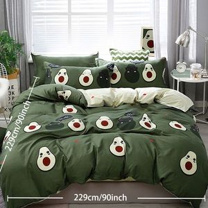 3-Piece Cute Avocado Ultra Soft Queen Size Duvet Cover <b>Set</b> for Adults Green <b>Bedding</b> - Product Image 3