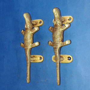 Manija de puerta de latón con forma de cocodrilo, juego de tiradores de puerta con diseño de lagarto, herrajes para puertas de madera - Product Image 2
