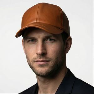 Casquettes de baseball en cuir de luxe noir jais chapeaux de vol réglables en peau de mouton décontractés chapeau de couvre-chef unisexe - Product Image 1