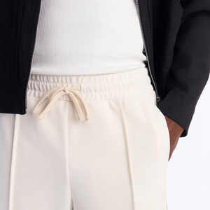 Pantalon de survêtement en coton tricoté pour homme, personnalisé, couleur crème, taille élastique, cordon de serrage, bandes latérales, style décontracté, vente en gros - Product Image 3