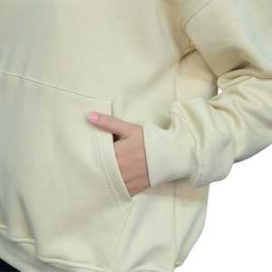 เสื้อฮู้ดดี้ผ้าโพลีเอสเตอร์ผสมคอตตอนสีพื้นสำหรับผู้หญิง เนื้อผ้านุ่ม สวมใส่สบาย เหมาะสำหรับฤดูหนาว สไตล์ลำลองทรงโอเวอร์ไซส์ - Product Image 6