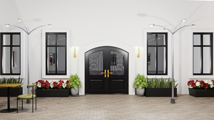 Postmodern Steel Wrought Iron Custom Entry <b>Door</b> Glass Panels Stainless Steel Screen Waterproof Exterior <b>Security</b> <b>Door</b> for Villa - Product Image 4