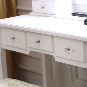 Moderna toeletta in MDF con luci LED e 5 cassetti, colore bianco - Product Image 6