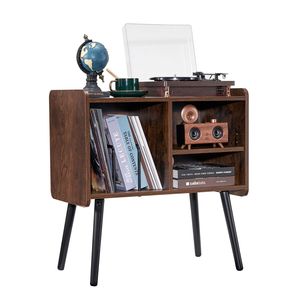 Support pour tourne-disque vinyle vintage avec capacité pour 100 albums, étagères amovibles et supports pour CD - Product Image 1