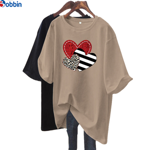 Camiseta de Mujer a Precio Económico con Logotipo Personalizado al por Mayor, Camisetas de Mujer Extra Grandes con Estampado de Amor de Verano, Cuello Redondo Holgado, Top de Mujer - Product Image 3