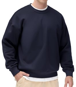 Sudadera Básica para Hombre, 100% Algodón, Corte Holgado, Felpa Suave, Cuello Redondo, para Invierno, Impresión Digital - Product Image 1