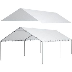 Bâche de remplacement pour auvent de camion 10x20 pieds, abri de tente pour voiture avec 48 cordons élastiques à billes, blanc - Product Image 1