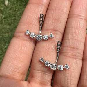 1 Carat Cut Lab Grown Diamond <b>Earrings</b> Pave Set Detachable Ear Jackets Pair Front <b>Back</b> Custom 14K Solid <b>Gold</b> IGI Women's Trendy - Product Image 6