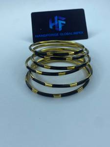 Handforge Global Impex Women's Ethnic Brass <b>Resin</b> Imitation Pearl Bangles Channel Setting for Party Occasions-OEM/ODM Factory - Product Image 5