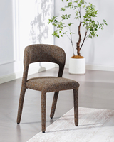 Silla de Comedor Tapizada con Estructura Metálica Resistente, Diseño Contemporáneo con Respaldo Alto y Brazos, Tela de Microfibra, Ideal para Apartamentos Modernos