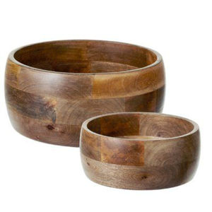 Juego de 2 Tazones para Servir Hechos a Mano con Madera de Acacia Natural, Tazones Rústicos Duraderos de Madera Marrón para Ensaladas y Mezclas, Vajilla Ecológica - Product Image 1