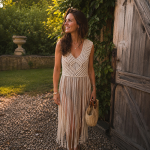 Ensemble de maillot de bain en macramé fait main, paréo de plage pour femme, ensemble de maillot de bain à franges, tenue bohème pour les vacances et les soirées à la piscine - Product Image 2