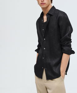 Chemises pour hommes en tissu 100% lin français, fabrication OEM, vente en gros directe d'usine, prix bas, diverses options de couleurs - Product Image 5