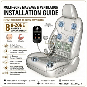 Universal Fit 8 Motors Car Seat <b>Vibration</b> Massage System with Dual Turbo Cooling Ventilation Fans Embedded Modular Retrofit Kit - Product Image 3