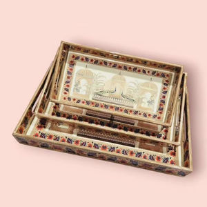 Plateau en émail à motifs traditionnels, plateau en émail pour la décoration de la maison, plateau en émail de qualité export, fabricant de plateaux en émail - Product Image 1