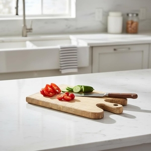 Planche à découper rectangulaire en bois massif, surface lisse, pour la préparation et le service des aliments en cuisine, planche robuste pour la viande - Product Image 4
