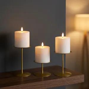 Porte-bougies dorés, candélabres pour bougies piliers, élégant support à bougies en métal, centre de table décoratif, décoration intérieure - Product Image 5