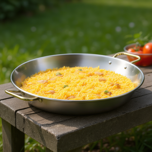Padella per Paella Valenciana 18 Pollici in Acciaio Inox con Base Forata per Cucinare Piatti di Riso - Product Image 3