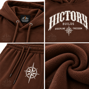 Custom <b>Oversized</b> <b>Hoodie</b> and Joggers Set <b>Men</b> Heavyweight Chocolate Brown <b>Fleece</b> Tracksuit Vintage Graphic Printed Streetwear - Product Image 4