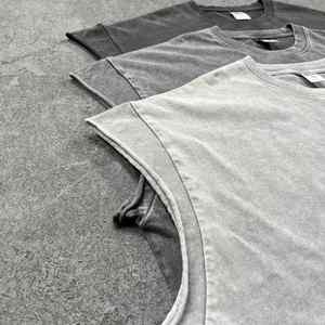 เสื้อกล้ามผู้ชายคุณภาพสูงแบบย้อมสีเอซิด ทรงปกติ แห้งเร็ว สำหรับออกกำลังกาย ขายส่ง แบบถักทอ V-13 สไตล์ลำลอง รับสั่งทำ - Product Image 3