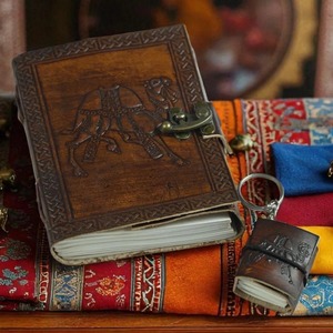 Camel Embossed <b>Leather</b> Journal – Handmade Refillable Vintage Travel <b>Diary</b> - Product Image 2