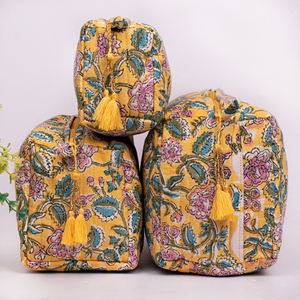 Juego de Bolsas de Maquillaje de Lujo Hechas a Mano con Estampado de Bloques, Ecológicas, Resistentes al Agua, de Gran Capacidad, para Guardar Cosméticos de Viaje - Product Image 2