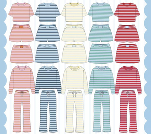 Ensemble 2 pièces personnalisé pour femme, rose rayé, tricoté, manches longues, coupe ample, décontracté, printemps-été - Product Image 6