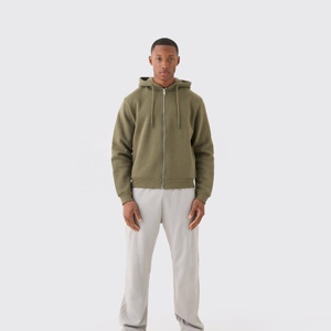 Custom <b>Men</b> Olive Green Blank Hoodie Full <b>Zip</b> <b>Up</b> Premium Heavyweight Casual <b>Fleece</b> Sweatshirt Jacket - Product Image 6