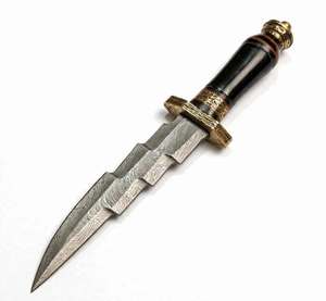 Handcrafted Damascus Steel Wave Art Desk <b>Letter</b> Opener <b>Brass</b> Wood Handle Metal Decor - Product Image 5
