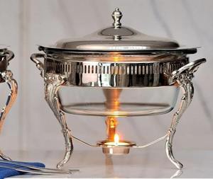 Round Stainless Steel Chafer Food Warmer with Lid and Fuel Base for Restaurant Use At Best Price - Product Image 3