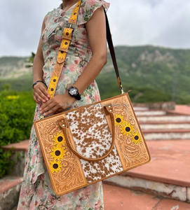 Bolso de mano de piel de vaca auténtica, elegante de nuevo diseñador bolso de cuero, bolsos tallados a mano para ocultar el pelo para mujeres multiusos - Product Image 4