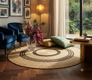 Tapis bohème en jute naturelle tissé à la main, résistant aux taches, rond, pour le salon, décoration de la maison à bas prix - Product Image 4