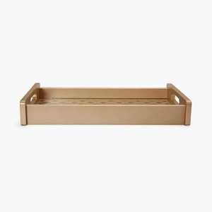 Natural Acacia Timber Vanity <b>Tray</b> Textured Cane Base Countertop Organizer for Bedroom and <b>Bath</b> - Product Image 2