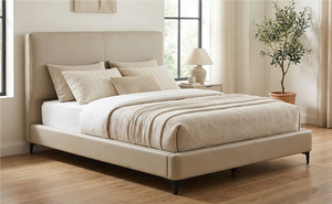 High Quality Adult Solid Wood <b>Bed</b> <b>Frame</b> with Upholstered Headboard for Bedroom - Product Image 2