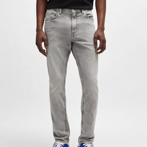 Jean en denim coupe droite ajustée pour homme, respirant, décontracté, tissé, pour l'été et le printemps - Product Image 1