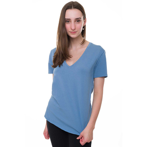 เสื้อยืดแขนสั้นคอวีสีขาวสำหรับผู้หญิง ทรงปกติ สไตล์ลำลอง ผ้าเจอร์ซีย์ใยไผ่ แขนทรงปีกค้างคาว กันยับ ตกแต่งด้วยรูระบายอากาศ เหมาะสำหรับฤดูร้อน - Product Image 4