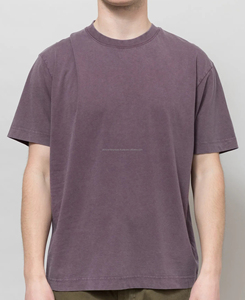 T-shirt d'été à col rond pour homme 100% coton tricoté 260g respirant avec logo frontal uni 2026 Vente en gros - Product Image 1