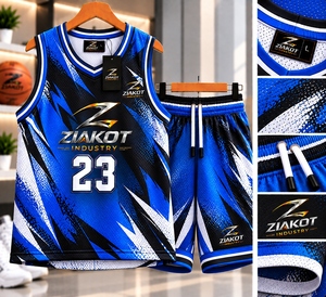 Vente en gros directe ZIAKOT INDUSTRY Maillot de basket-ball personnalisé noir et blanc à col rond avec sublimation - Product Image 6