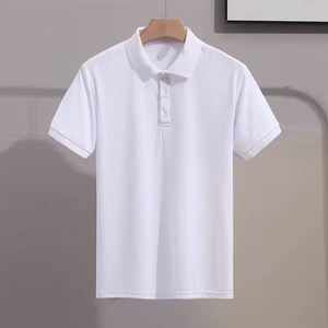 Men's Cotton Polo <b>Shirt</b> Short Sleeve Regular Fit Knitted Contrast Trim Casual Style Solid Color - Product Image 3