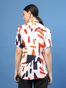 เสื้อเชิ้ตพิมพ์ลายสำหรับผู้หญิงทรงเข้ารูป เสื้อลำลองสำหรับใส่ไปเที่ยวชายหาด งานปาร์ตี้ หรือออกนอกบ้าน สำหรับสาวๆ และผู้หญิง - Product Image 2