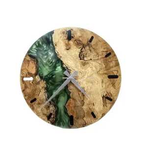Luxury Burl Wood Desktop <b>Clock</b> Pearlescent White Epoxy Resin Small Tabletop Silent <b>Clock</b> with Base for Office Gift Art - Product Image 2