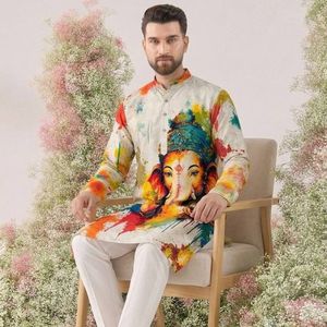 Carnival Special <b>Men's</b> Cotton <b>Kurta</b> Heavy Crochet Sequin Work Premium Festive Ethnic Wear Quick Dry Royal Export for Wedding - Product Image 1