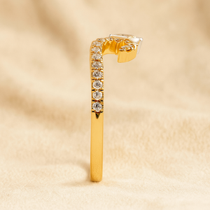 Anillo de Boda con Diamante Cultivado en Laboratorio de Corte Pera de 0.35ctw, Diseño Tiara, Certificado IGI, Moderno, Oro Sólido de 14K/18K, Banda de Eternidad Única - Product Image 4