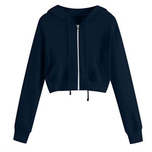 Sudadera Deportiva Corta para Niñas, Informal, de Manga Larga, con Cierre, Mezcla de Algodón, Suave, Transpirable y Cómoda, a la Moda - Product Image 1