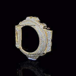 Boîtier de montre de luxe plaqué or avec diamants Moissanite, style Hip Hop, pour homme, personnalisable, bijoux - Product Image 4