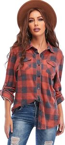 Chemise en flanelle à carreaux surdimensionnée pour femme, à manches longues, boutonnée, style shacket, noir et blanc, coupe décontractée, chemisier ample - Product Image 6